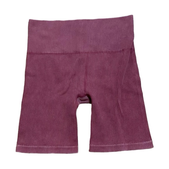 Rose Pink Ribbed Biker Shorts Women’s Size Medium Large - Picture 1 of 6
